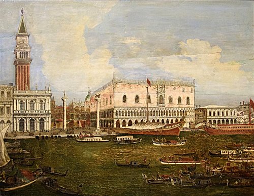 Venise, la Régate Historique défile sous le Palais des Doges.